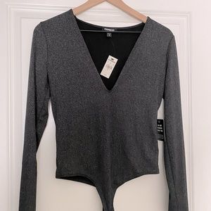 Express Deep V Sparkle Bodysuit